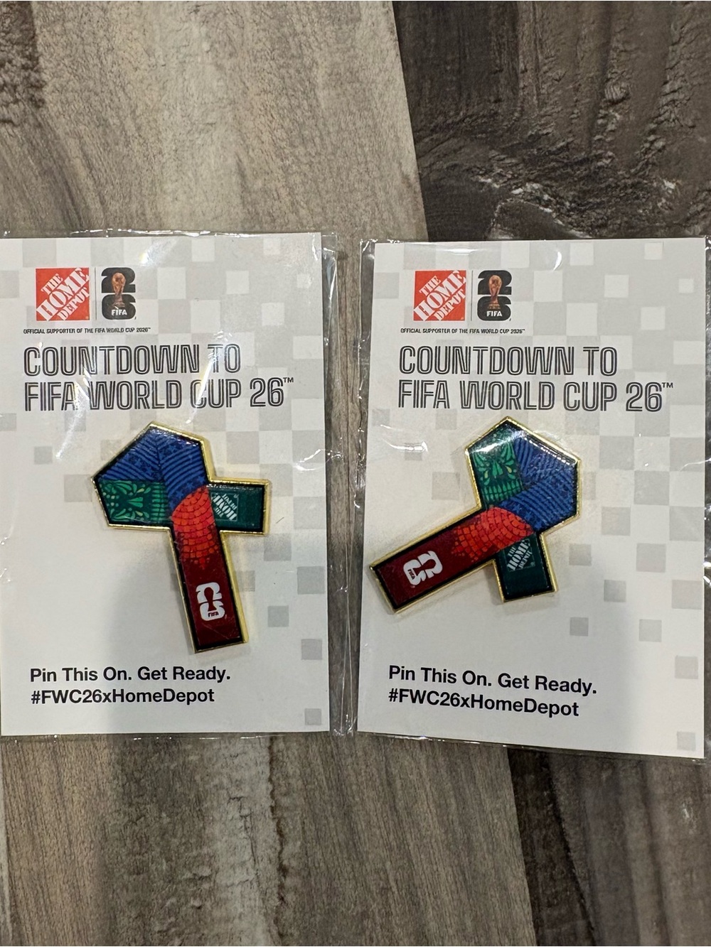 FIFA 2026 Home Depot 2 Pack Pins World Cup Soccer Collector New in Bag